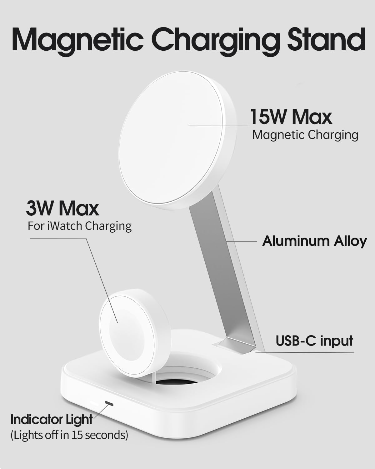 Wireless Charging Station for Magsafe Charger, Wireless Charger for iPhone 17/16/15/14/13 Series/Apple Watch/AirPods Pro, Faster Magnetic Charger Stand, Adjustable Angle Foldable Travel Phone Holder