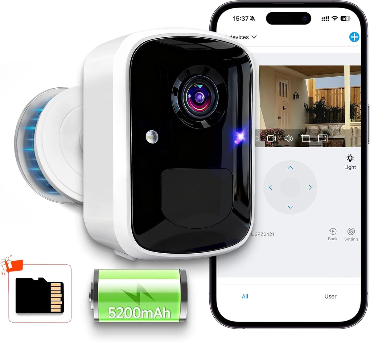 Goalake Wireless Security Camera, 3MP 2K Battery WiFi Camera for Home, AI Motion Detection,Color Night Vision,2-Way Talk,Spotlight Siren, IP65,No Monthly Fee,Cloud/SD Storage(Pre-Inserted SD Card)