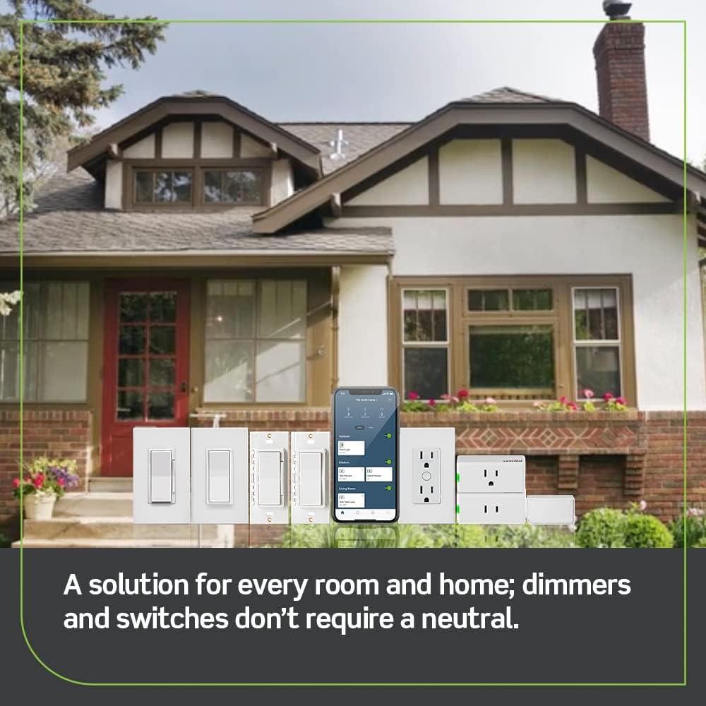Leviton Wi-Fi Bridge for No-Neutral Decora Smart Dimmers and Switches (DN6HD and DN15S), Works with My Leviton, Alexa, Google Assistant, Apple Home/Siri & Wire-Free 3-Way, MLWSB-1RW, White