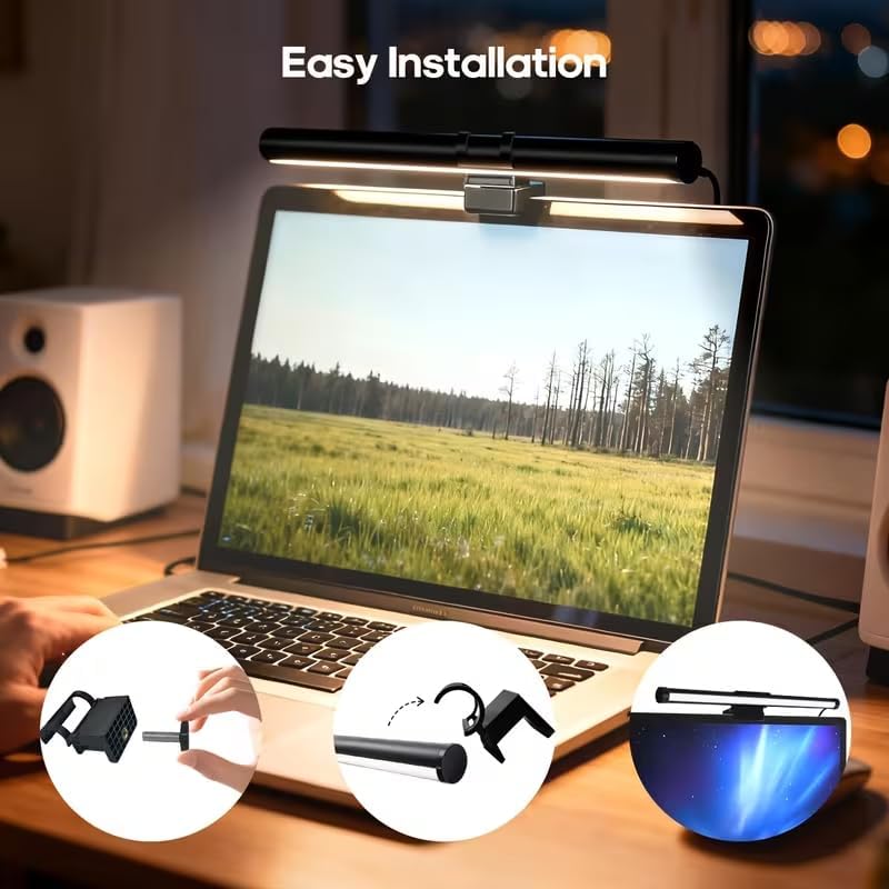 3-Color LED Screen Light, Adjustable Brightness and Color Temperature, 30cm/11.8inch LED dimming Monitoring Light Strip Suitable for Office Gaming