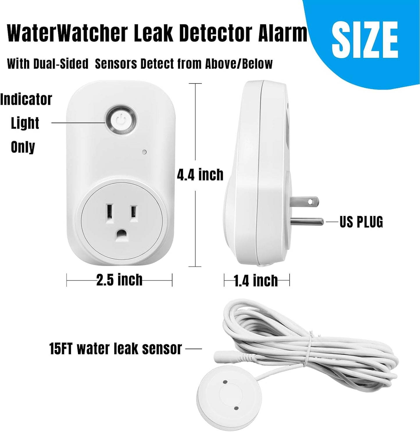 Smart Leak Detection Sensor | Water Leak Alarm with Real-Time Alerts for Home, Office & Basement Protection