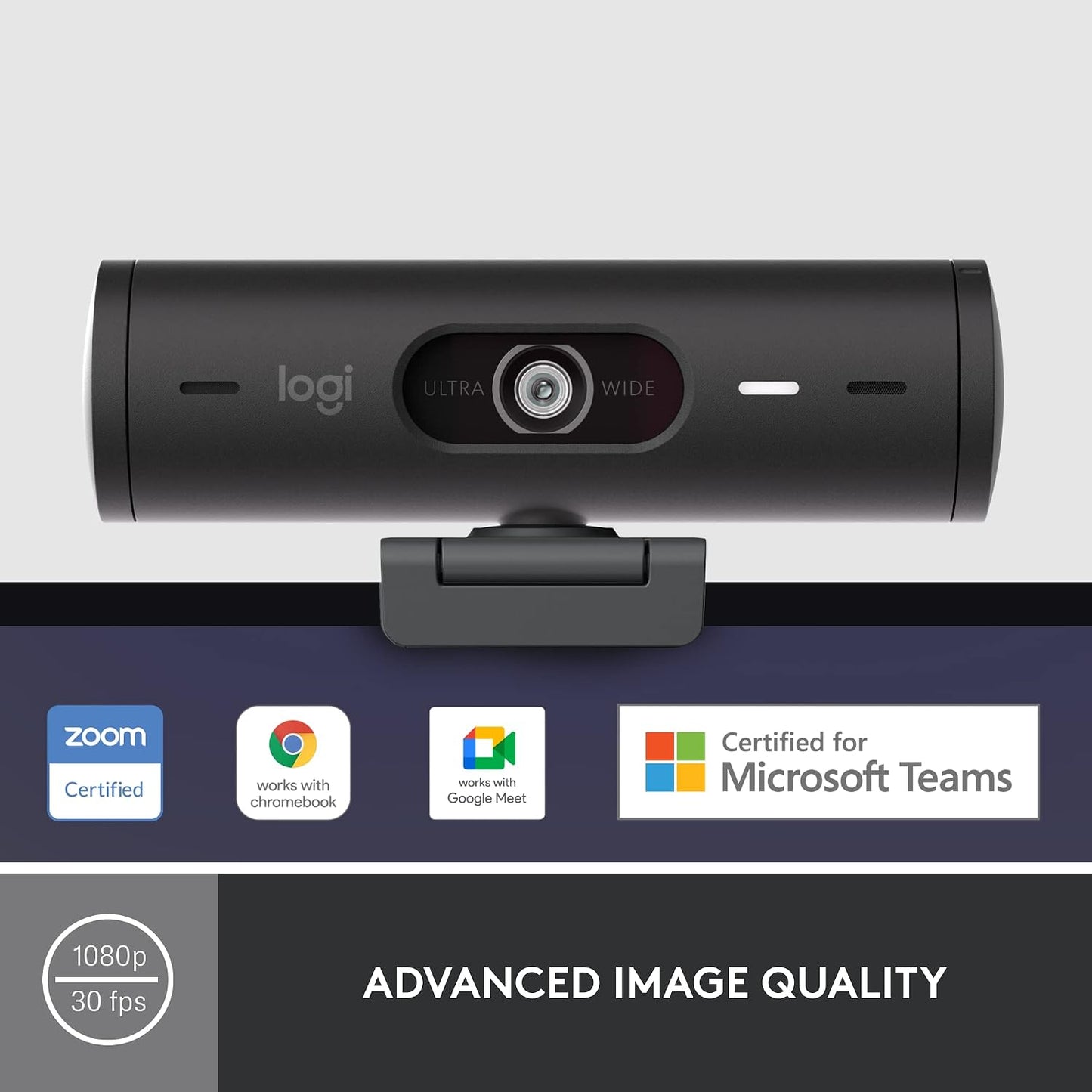 Logitech Brio 501 Full HD Webcam Auto Light Correction Show Mode - Black | Show Mode, Noise Reduction Mics, Privacy Cover, works with Teams, Meet, Zoom, Nintendo Switch 2 GameChat