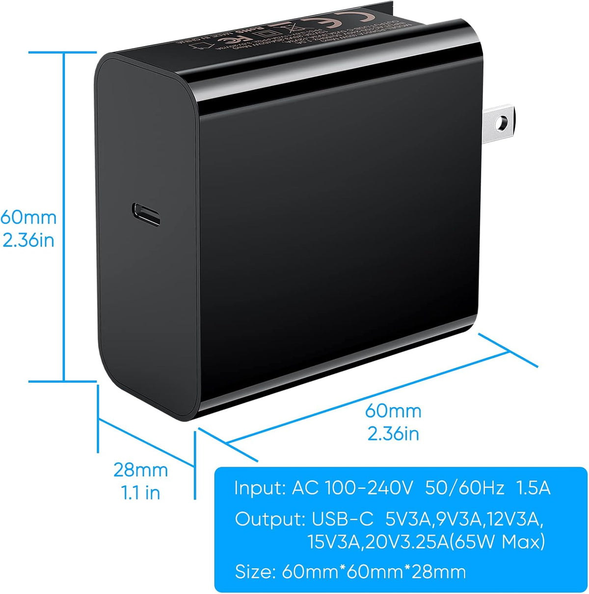 65W Fast Charger for Steam Deck & Nintendo Switch 2 with 6.6FT(2M) Cable - PD3.0 Foldable AC Adapter for ROG Ally, Switch 2 Charger Support TV Dock PS Console[Original Steam Deck Charger Replacement]