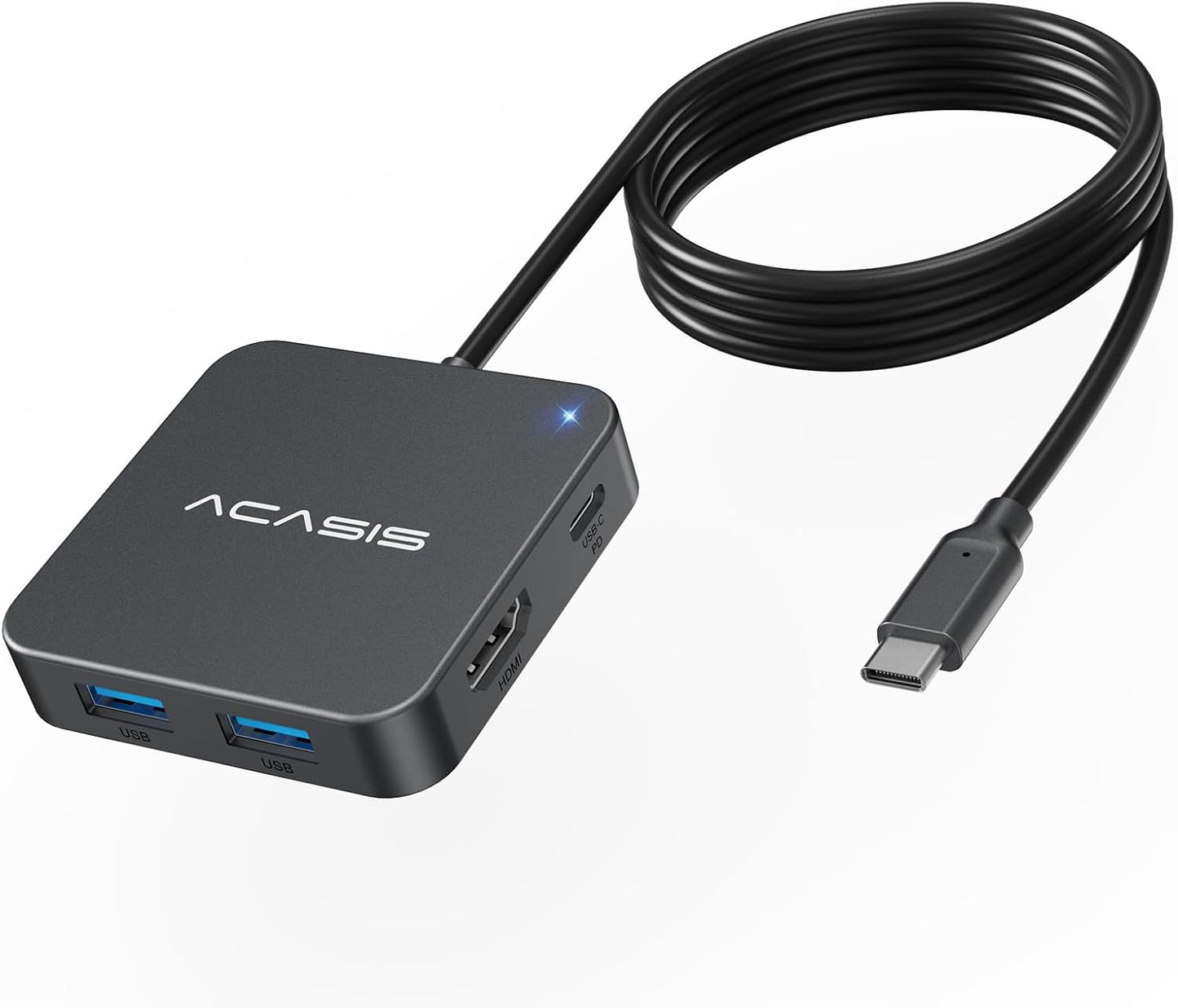 ACASIS USB C Hub Long Cable 4FT,10Gbps Multiport Adapter with 4K 60Hz HDMI | 100W Power Delivery, 3 USB A3.1+1 USB-C 3.1 Data Port, USB C to HDMI Adapter for MacBook, Dell, Lenovo, Surface, iPad PRO
