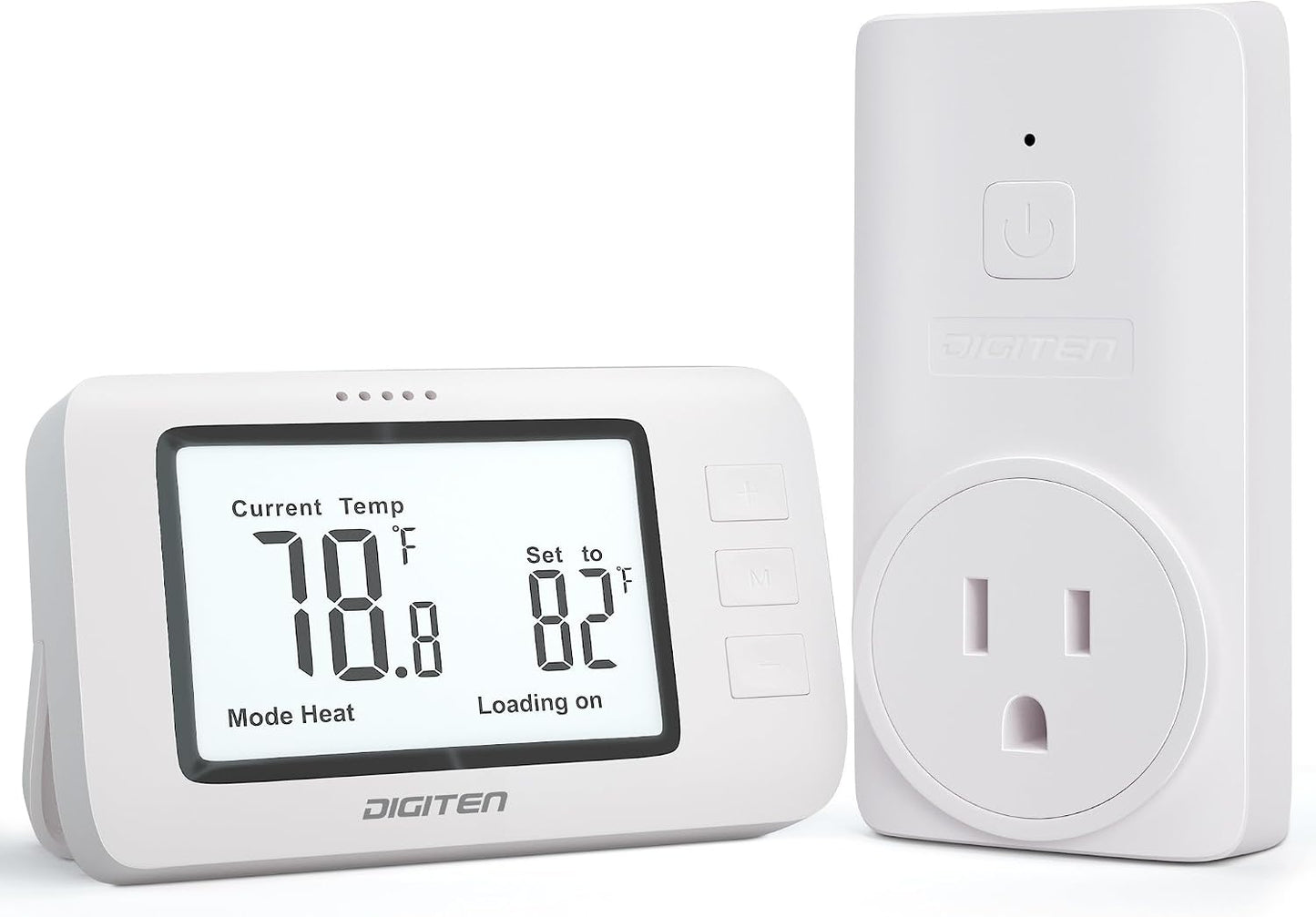 DIGITEN Wireless Thermostat WTC100 Pro Temperature Controller for Cooling & Heating, Remote Controlled Outlet, Easy-to-Use and Non-Programmable Plug in Thermostats for Home