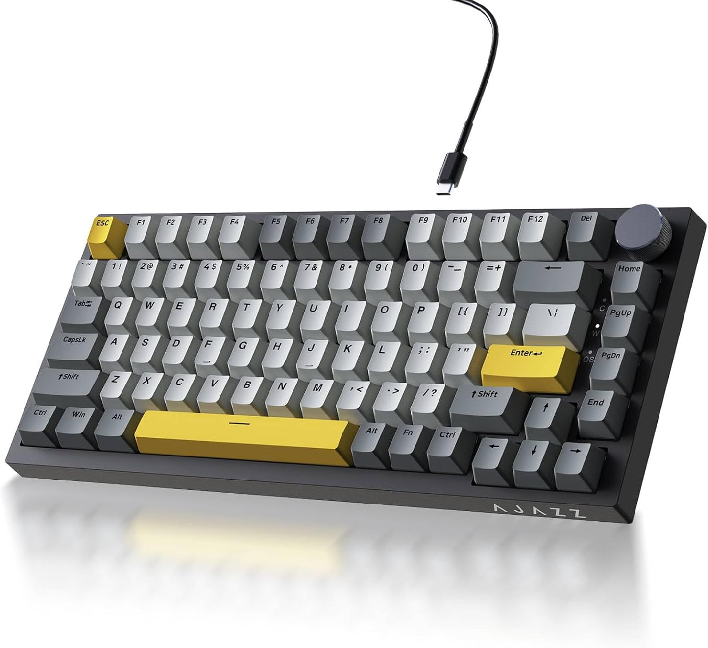Ajazz AK820 TKL 75% Hot Swappable Mechanical Keyboard with Volume Knob, Gasket Mount Wired Gaming Creamy Keyboard, Pre-lubed Linear Switch, South-Facing RGB, PBT Keycaps