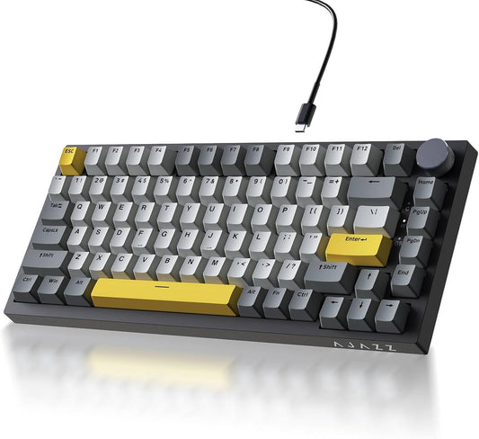 Ajazz AK820 TKL 75% Hot Swappable Mechanical Keyboard with Volume Knob, Gasket Mount Wired Gaming Creamy Keyboard, Pre-lubed Linear Switch, South-Facing RGB, PBT Keycaps
