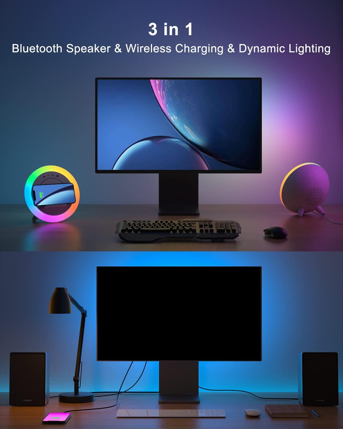 Swarmir Bluetooth Speaker with Lights, Wireless Charging Speaker, Best Birthday Gift Ideas Teenage,Applicable for Bedroom/Teen Girl Gifts