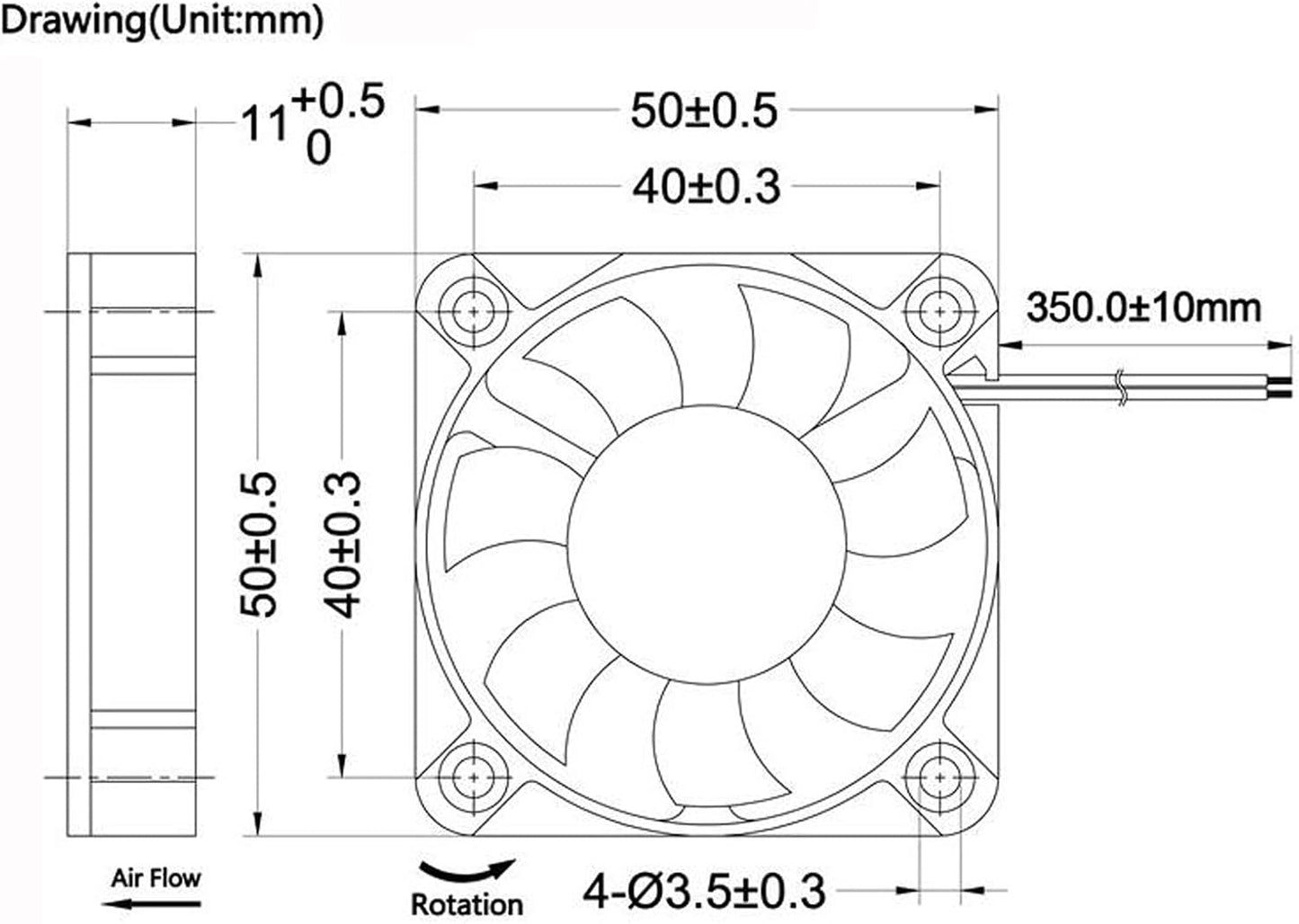 GDSTIME Dual 50mm USB Fan with 3 Speed Control, Mini 5V DC Cooling Cooler | 50x50x10mm, 5010, L/M/H Adjustable Wind, for Raspberry Pi, Cable Box, Aquarium, Small Appliances Series Replacement