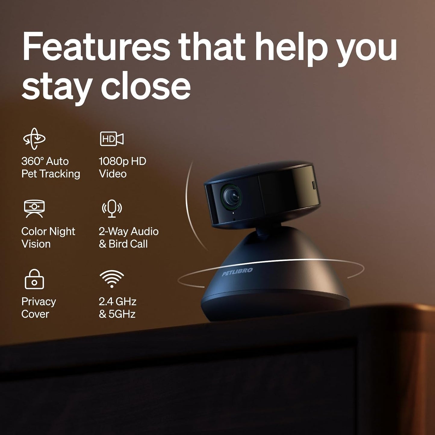 PETLIBRO Dog Camera with Phone App, 360° Auto Tracking Pet Camera Indoor with Phone App for Home Alone Pets, Cat & Puppy Camera with 2-Way Audio, Night Vision, Indoor Camera WiFi