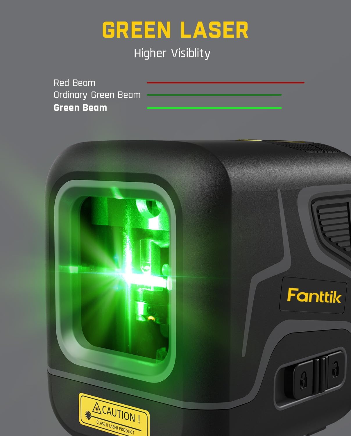 Fanttik D2 Pocket Green Laser Level for Picture Hanging and Home DIY | 100 ft Self-Leveling Cross Line, Type-C Rechargeable, Rotatable 360 Degree, Pulse Mode, Magnetic Bracket, Carrying Pouch