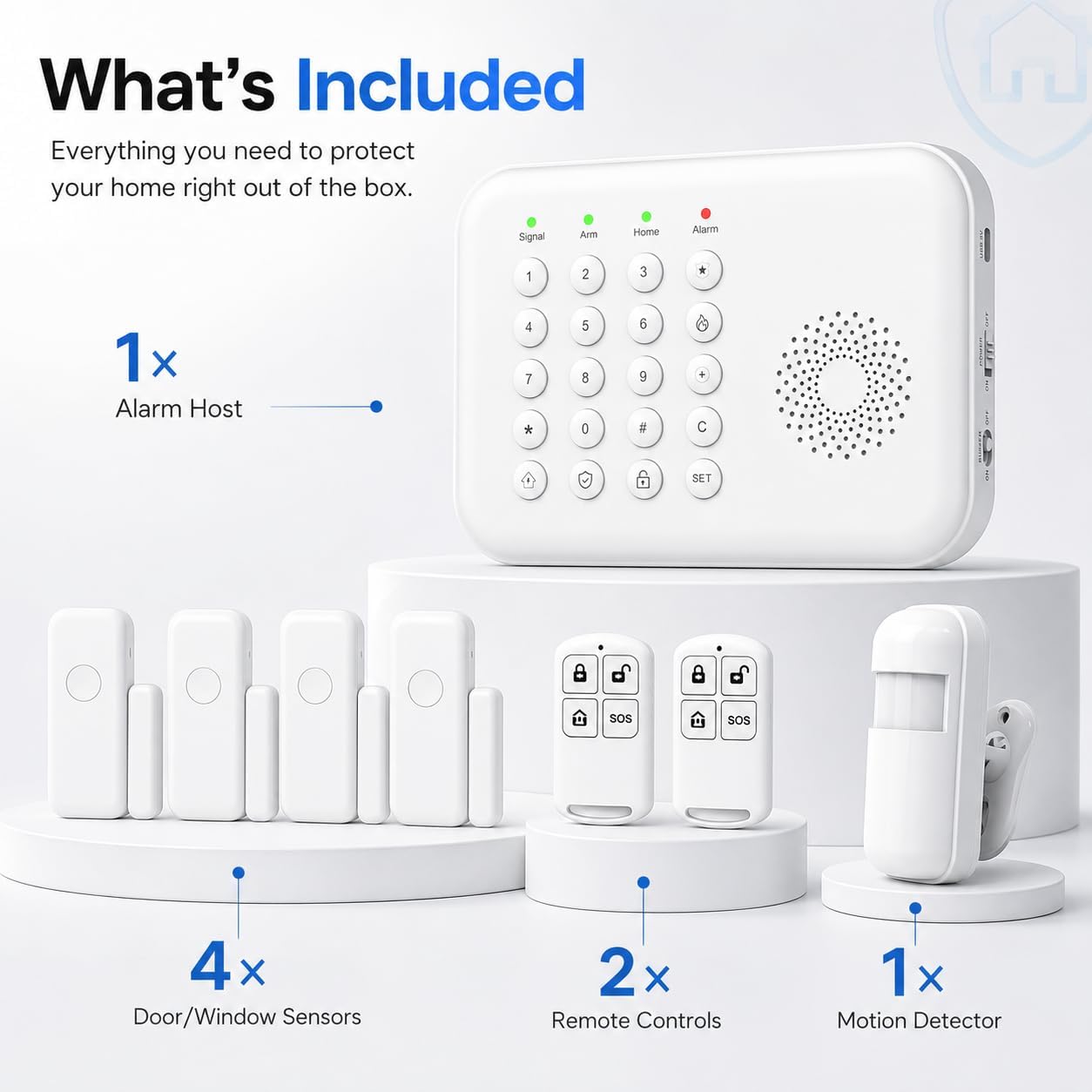 Wireless Home Security System for House & Apartment, 8-Piece DIY Alarm Kit with WiFi & 4G, No Monthly Fees, App Alerts, Door Window Sensors, Motion Detector & Remote Controls
