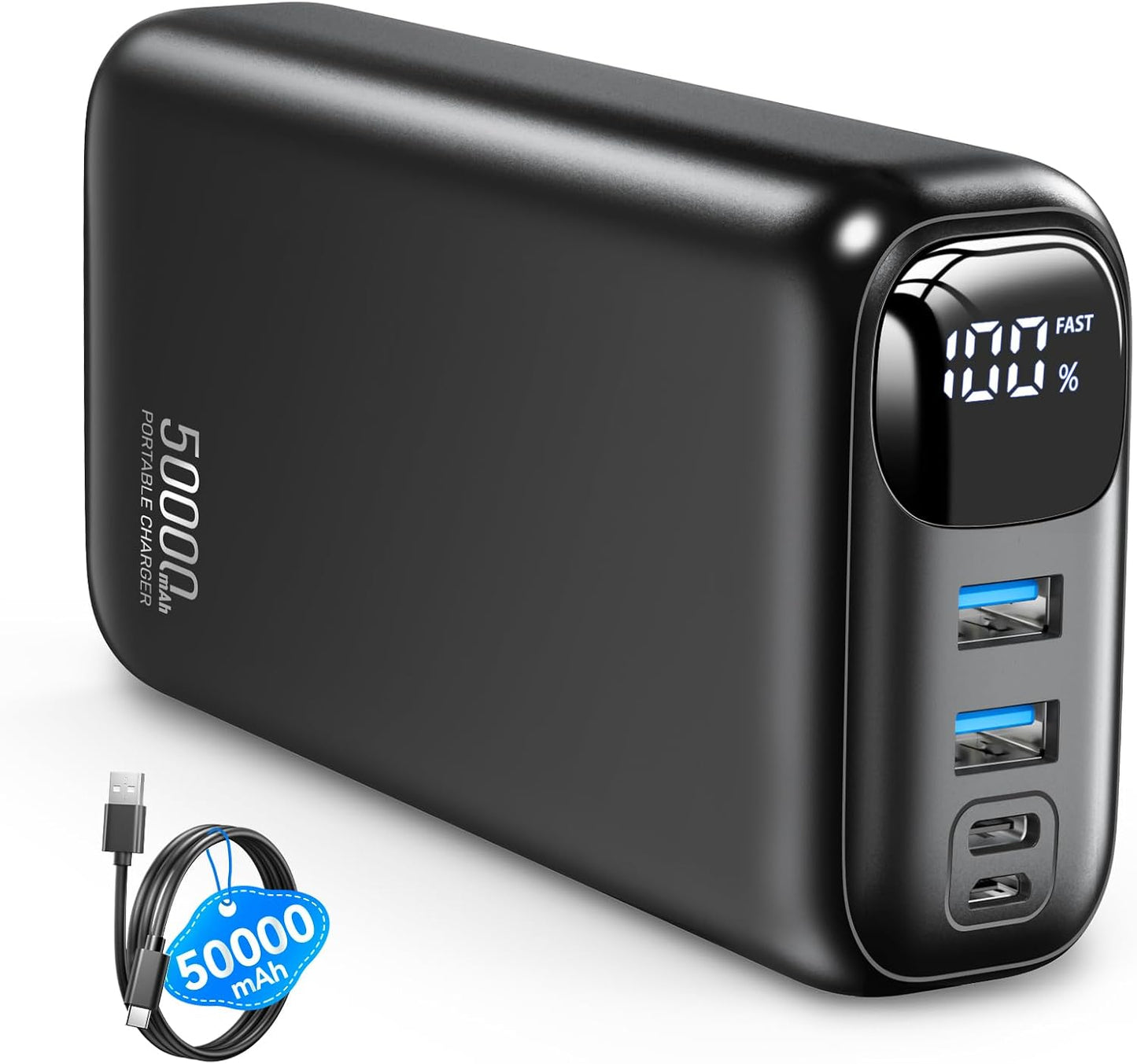 OHOVIV Portable Charger Power Bank 50000mAh,PD 22.5W Battery Pack | 4× Faster Charging,Up to 55% in 30mins,Travel Essential,Portable Phone Charger for iPhone 17/16/15 Series,Galaxy,Tablet,Black