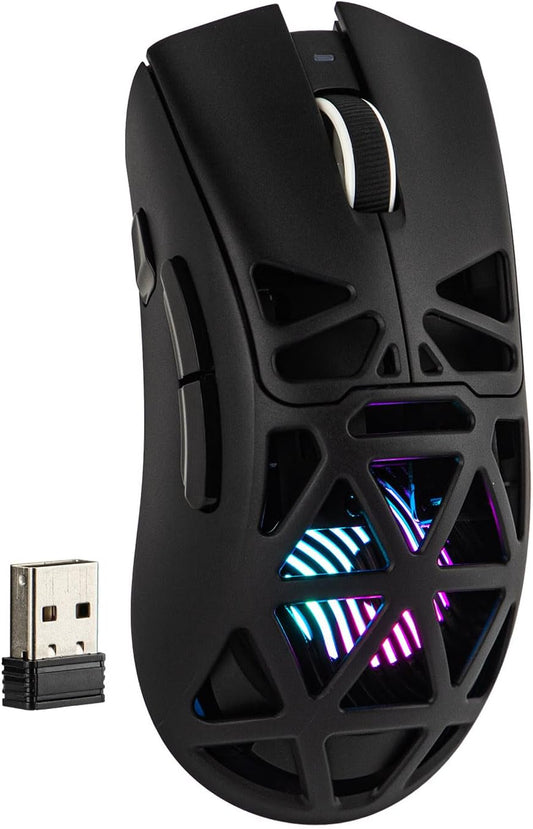 MechLands Aula SC620 Gaming Mouse, 2.4G/USB-C/BT Wireless Mouse with 400mAh Battery, Adjustable 12,000 DPI & 1000 Polling Rate, PAW3311 Sensor, RGB Lighting, Programmable Buttons, for Win/Mac (Black)