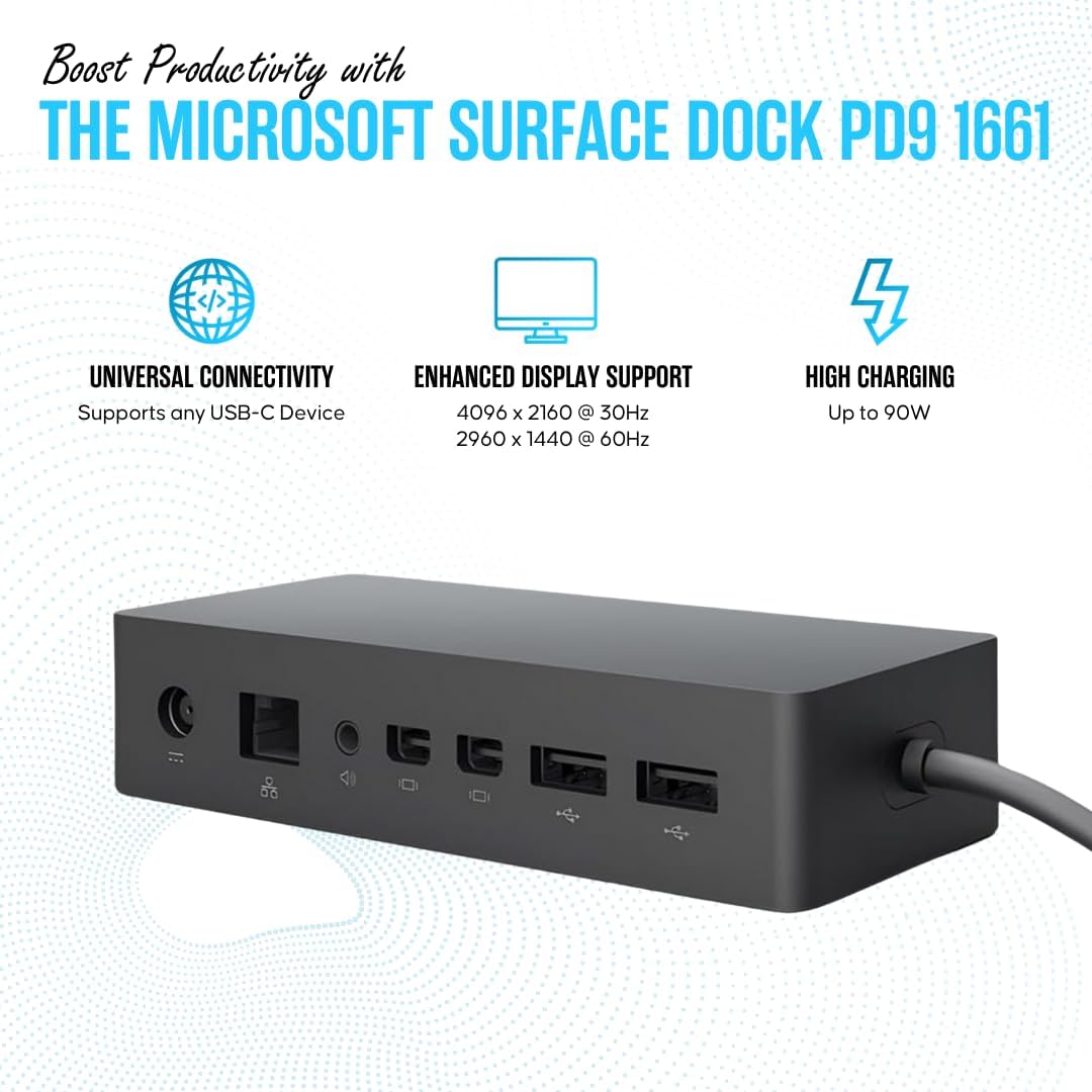 Microsoft Surface Dock PD9-00003 - Surface Pro Docking Station (Black) (Renewed)