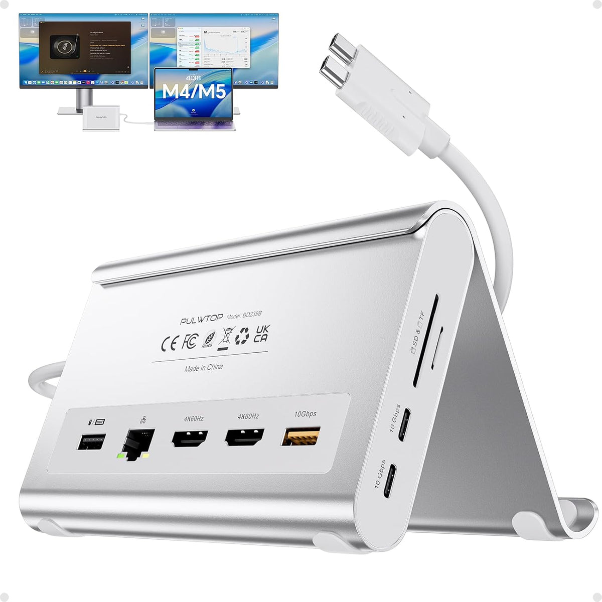 11-in-2 USB C Docking Station Dual Monitor 4K@60Hz for for M5/M4/M3 Pro/Max