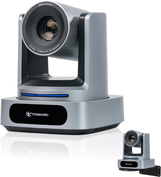 TONGVEO AI 4K PTZ Camera with Auto Tracking, 10X Optical Zoom Video Conferencing Camera, HDMI & USB 3.0 Plug and Play Webcam for Zoom, Teams, Church Worship, Live Streaming, Education