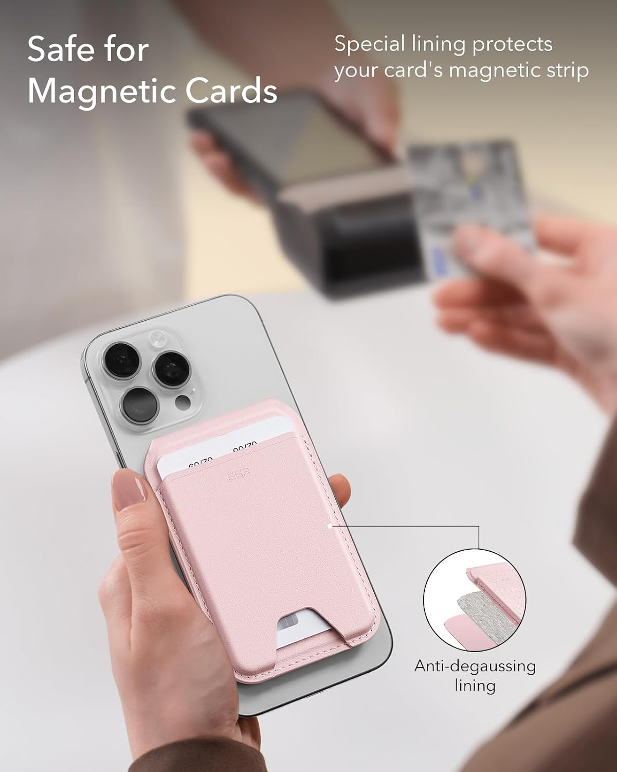 ESR Aura for MagSafe Wallet with Adjustable Stand, 5 Card Holder | RFID Blocking, Strong Magnetic Wallet for iPhone 17 Pro Max 17e 16 15 14 13 12 Series, Bubblegum Pink