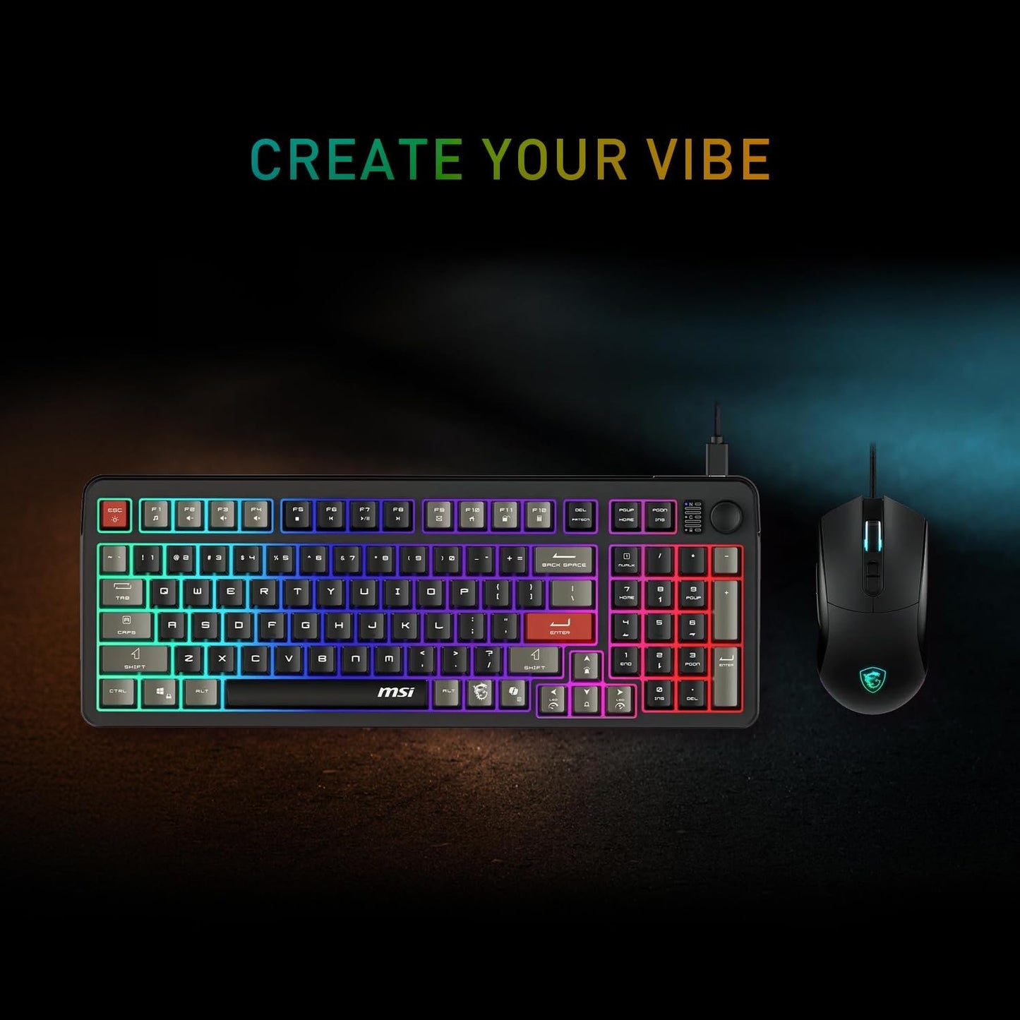 MSI Forge GK110 Combo US – Gaming RGB Keyboard & Mouse Set, 26-Key Anti-Ghosting, 12800 DPI Optical Sensor