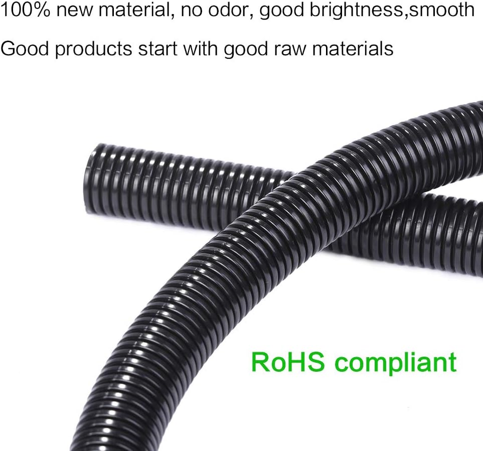 Alex Tech 25ft - 1/2 inch Split Wire Loom Tubing - Black