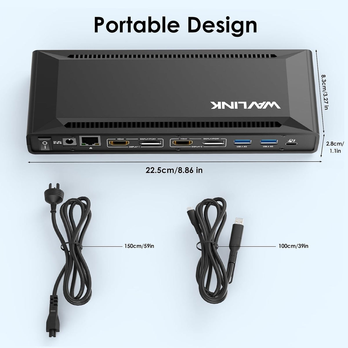 WAVLINK USB C Displaylink Docking Station Dual 4K@60Hz(2 HDMI+2DP)