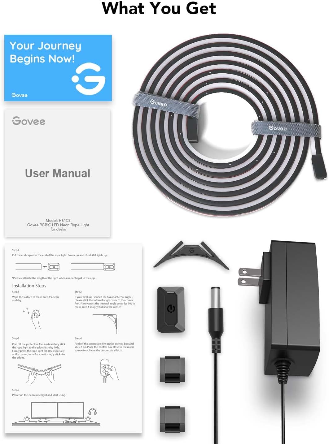 Govee RGBIC LED Neon Rope Lights, 10ft Gaming Lights for Gaming Desks