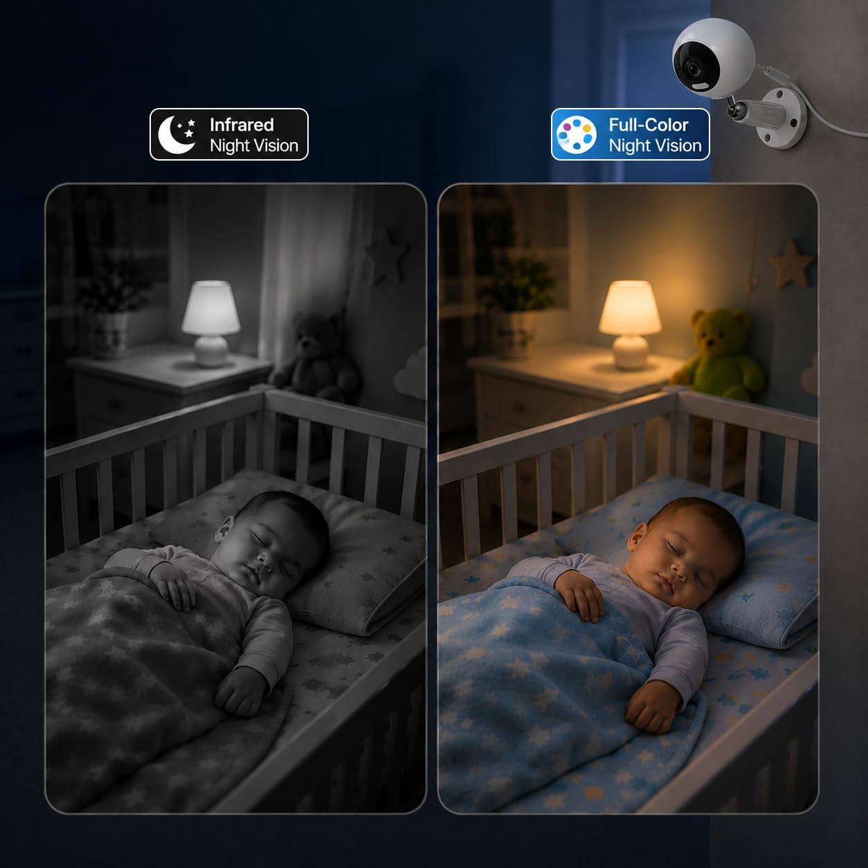 3MP Cameras for Home Security, Outdoor Indoor Camera for Baby Monitor/Dog/Elder, Motion Detection, Color Night Vision, 5G/2.4G WiFi, 2-Way Audio, Plug-in, SD/Cloud Storage, 2 Pack