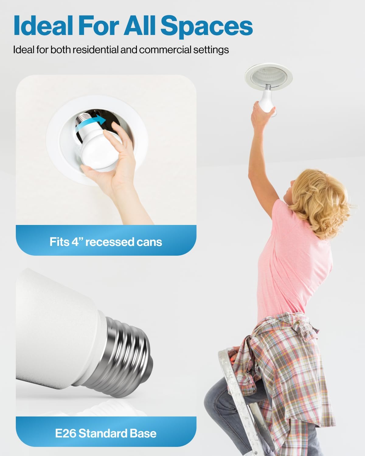 Sunco 10 Pack BR20 LED Bulb Flood Light, E26, 7W=50W, 2700K Soft White