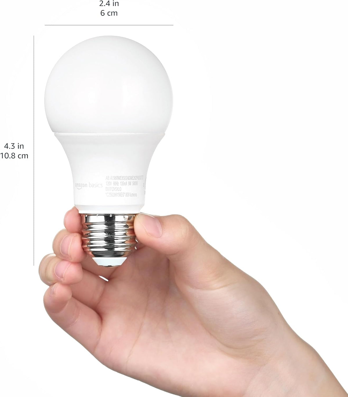 Amazon Basics A19 Dusk to Dawn Sensor LED Outdoor Light Bulbs, 60W Equivalent, Daylight 5000K, E26 Base, Auto On/Off, Porch, 10,000 Hours, 2-Pack