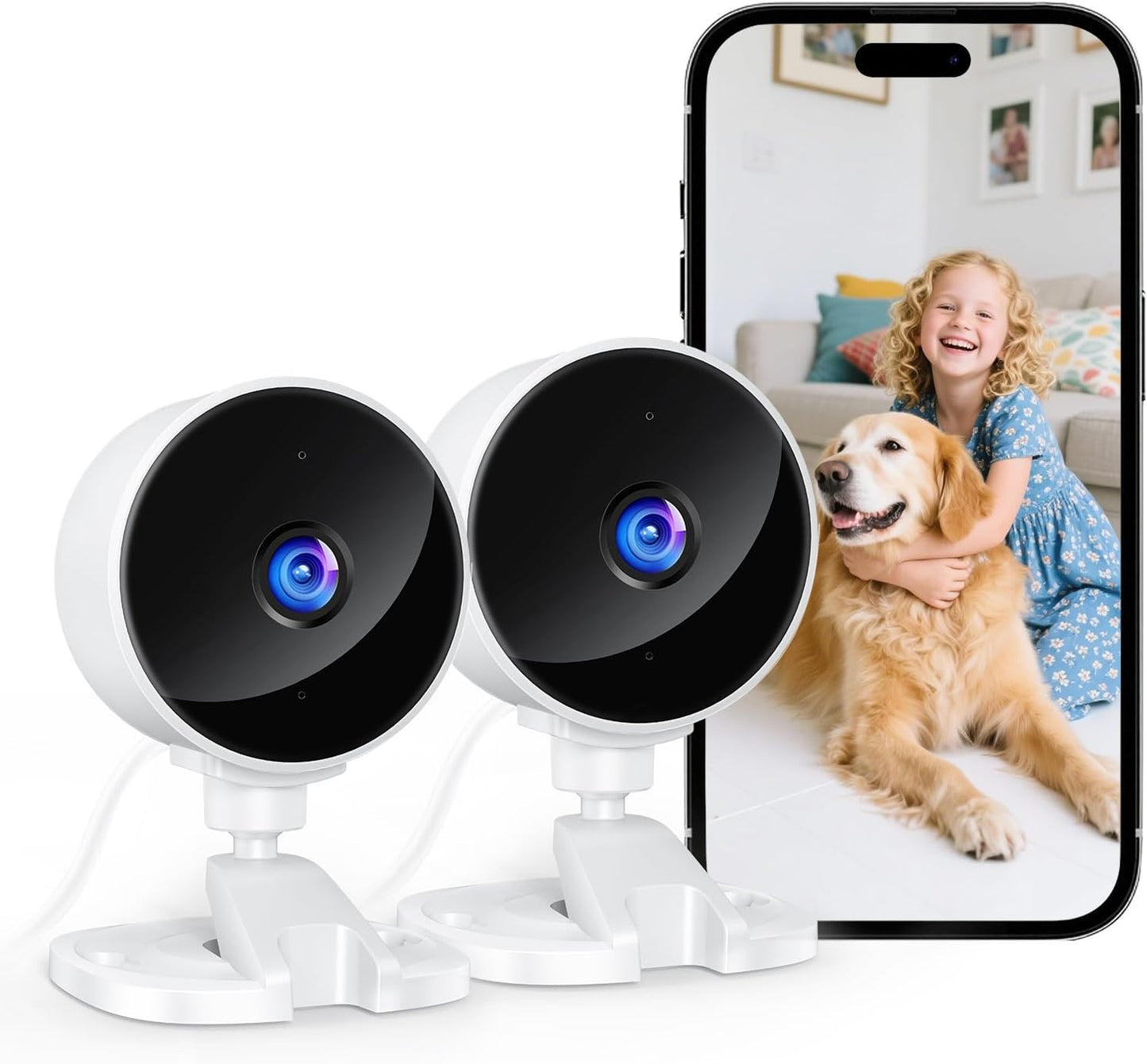 YOTON Indoor Security Camera for Baby Monitor, Home & Pets, 2.4GHz WiFi with Motion Detection, Night Vision, 2-Way Audio, Works with Alexa & Google Home, Local Storage or Optional Cloud, WS01(2-Pack)