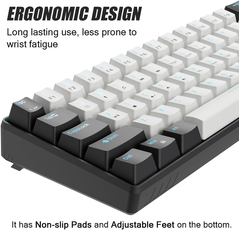 abucow 60% Mechanical Gaming Keyboard Brown Switch Wired Compact Keyboard Anti-Ghosting No-Conflict 61 Swappable keycaps Ergonomic Design for Windows/Mac (Black-White)