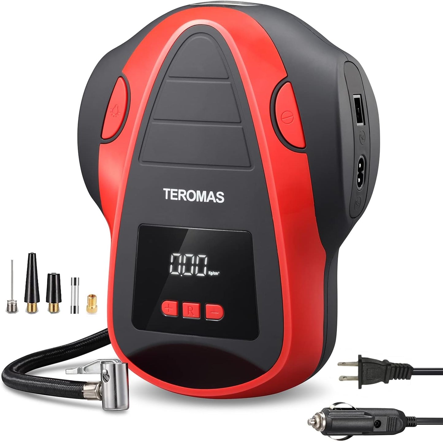 Tire Inflator Portable Air Compressor, Air Pump DC/AC for Car Tires 12V DC and Other Inflatables at Home 110V AC, Digital Electric Tire Pump with Pressure Gauge(Red)