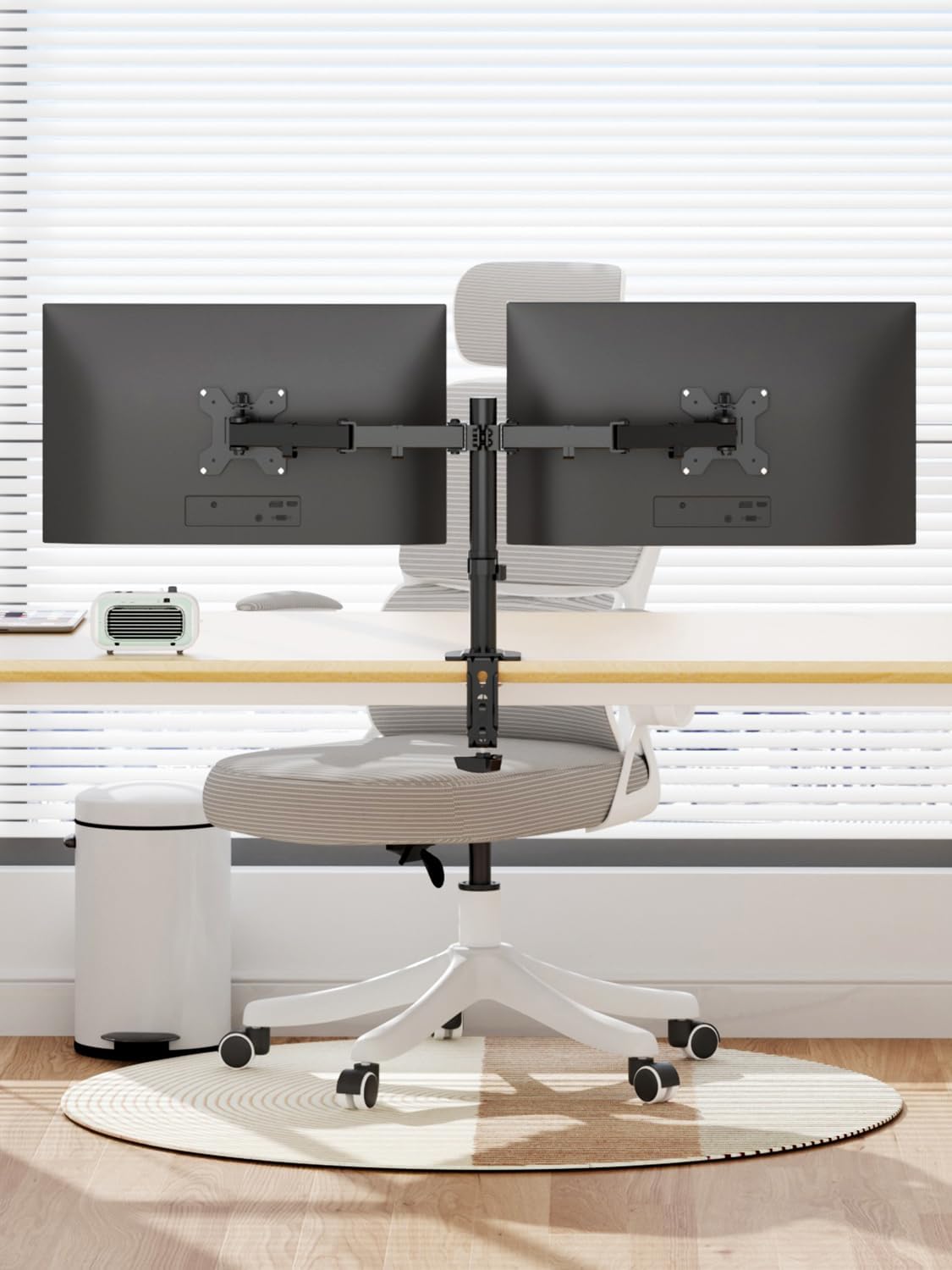 Suptek Dual Monitor Desk Mount, Adjustable Dual Monitor Arm for 2 Computer Screens up to 27 inch, Dual Gas Spring Monitor Arm, Holds up to 22 lbs Each, VESA 75x75/100x100 mm, Black (MD9442)