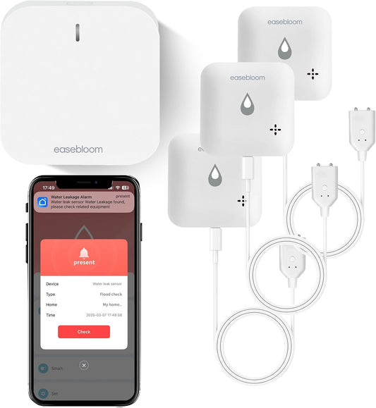 Water Leak & Level Detector 2-in-1, 3 Pack | 90dB Alarm with Instant App Alerts, IP66 Waterproof, 1m (3.28ft) Sensing Cable, Support 2.4G