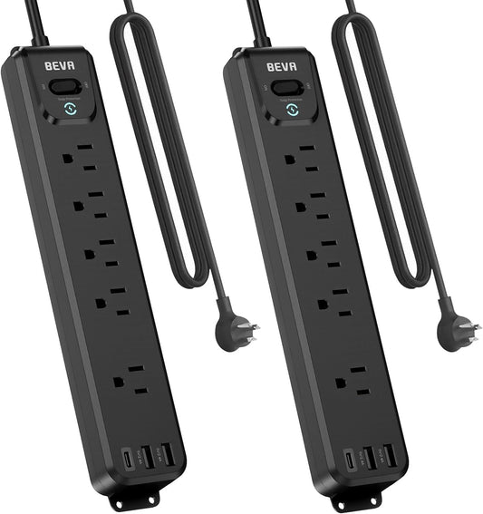 2 Pack Surge Protector Power Strip, 10FT Long Extension Cord