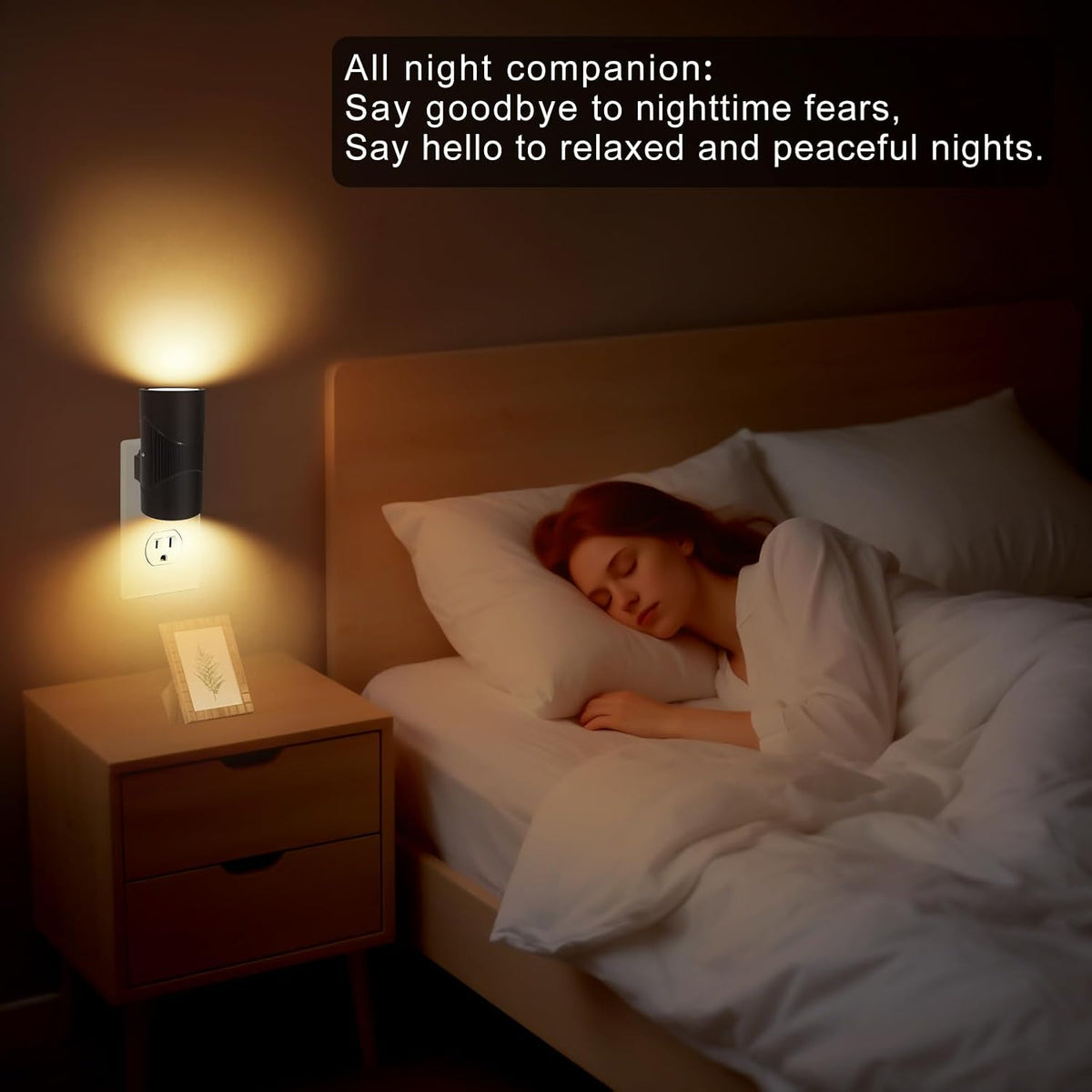 easuntec Night Lights Plug into Wall, Plug in Night Light, Night Light, Dusk to Dawn Light Sensor, 3 Light Modes, Dimmable Night Lights for Bedroom Bathroom Hallway Kitchen Stairs (Black, 2 Pack)