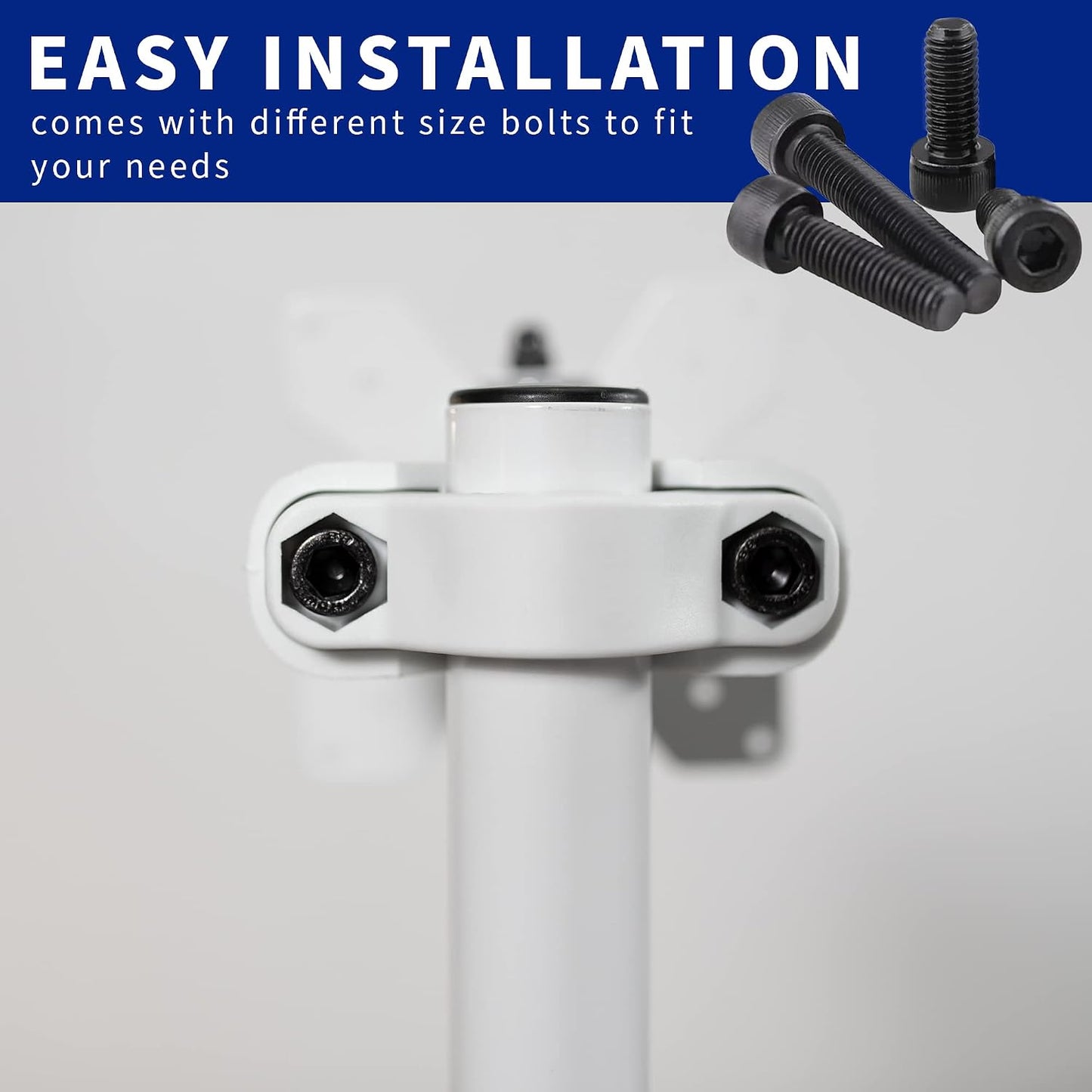 VIVO White Pole Bracket Monitor Mount for 13 to 30 in Screen, MOUNT-POLE01W | Universal, Heavy Duty Steel Design, Full Motion VESA Monitor Mount, Removable 75mm and 100mm VESA Plate