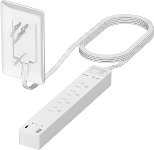 LIDER Surge Protected Outlet Extender, 1 USB-A & 1 USB-C, 5ft Cord, 1625W