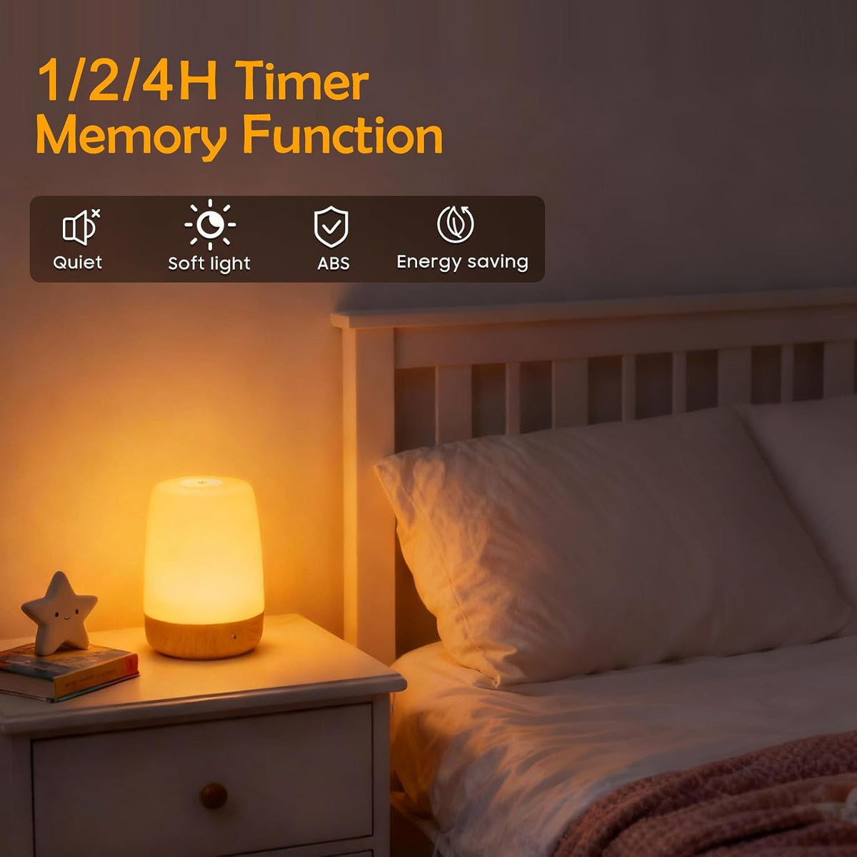 ELITUN LED Night Light, Cordless Bedside Lamp for Bedroom