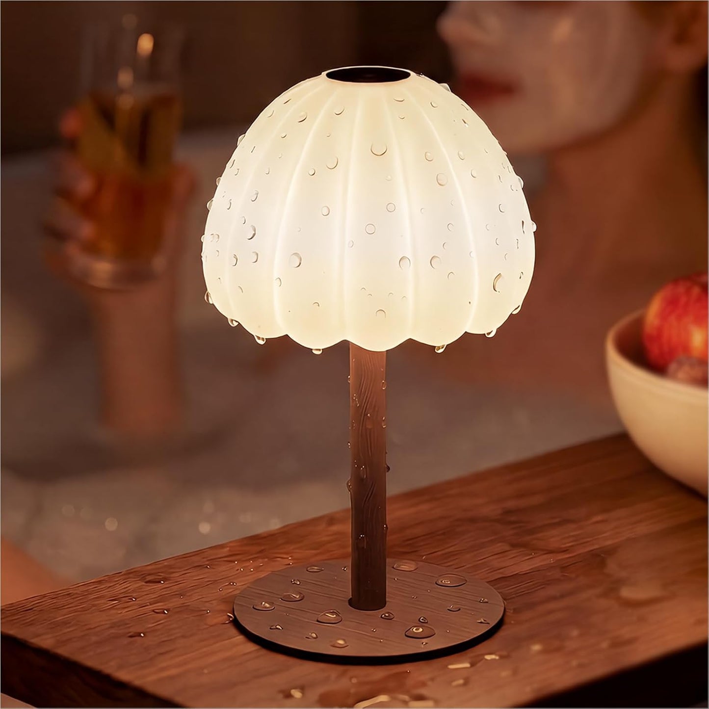 Hifree Rechargeable Waterproof Shower Lamp, IP65 Cordless Touch Dimmable Small Desk Light for Inside Shower, 4500mAh Battery Operated Color Changing Table Lamp for Bathroom, Bedroom, Outdoor