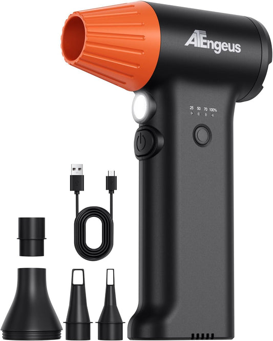 ATEngeus HF600-Pro Compressed Air Duster, 130000RPM Super Power Cordless Electric Air Duster, Rechargeable Handheld Air Blower for PC, Keyboard, Devic