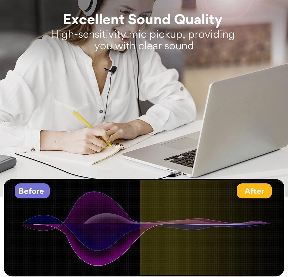 MAONO UL10 USB Lavalier Microphone, 192kHz/24bit for Interview and Vlogging | Omnidirectional, Plug &amp; Play for PC, Computer, Mac, Laptop, Conference Calls, YouTube Video, Dictation, Meeting, Recording