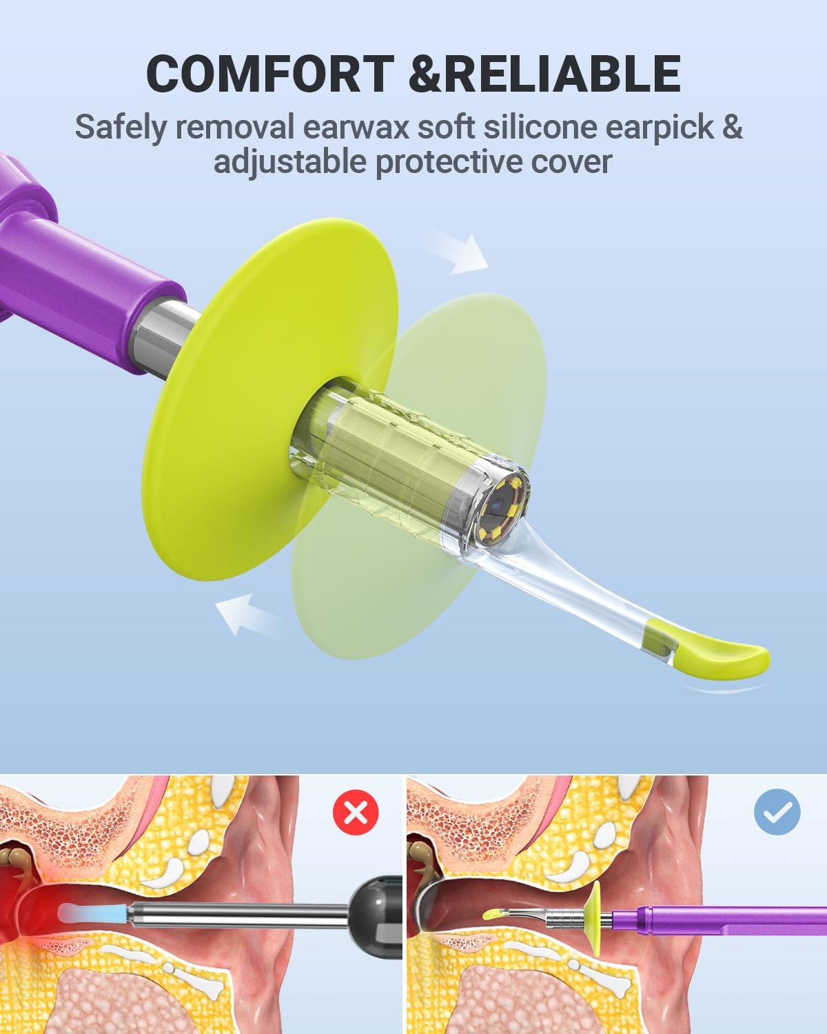 Digital Otoscope Compatible with iPhone & Android, Video Ear Scope Camera | Otoscope with Light, 3.9mm Lens, Plug & Play, Photo & Video, Split-screen, Earwax Removal Kit for Home Cleaning Checking