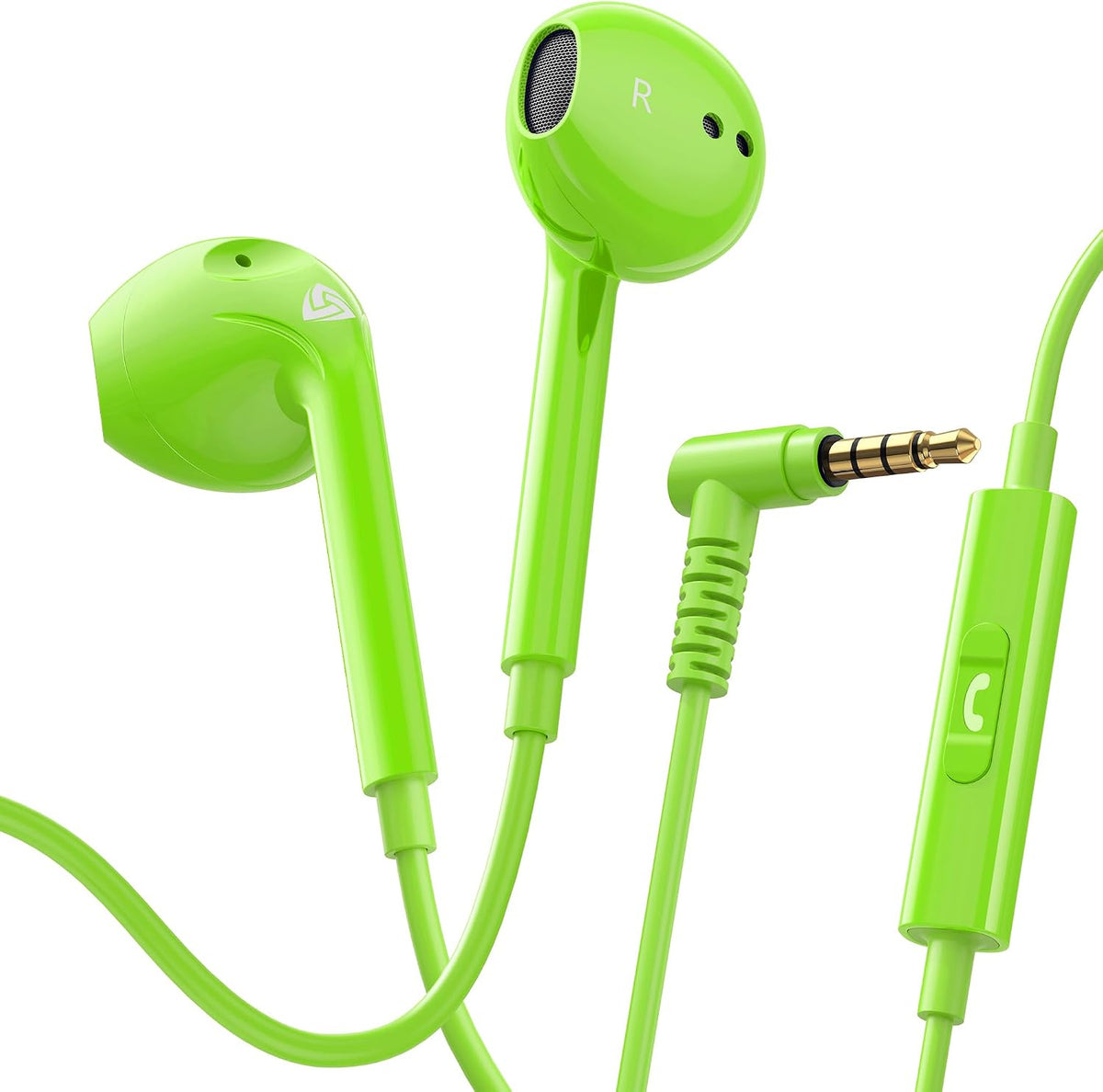LUDOS Zenith Wired Earbuds in-Ear Headphones, 5 Year Warranty, Earphones with Microphone, Corded for 3.5mm Jack Ear Buds for iPhone, Samsung, Computer, Laptop, Kids, School Students, Woman - Green