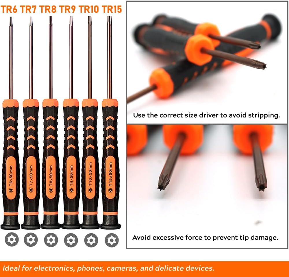 Torx Screwdriver Set of T2-T15, TECKMAN 10-Piece Magnetic Small Torx Security Screwdrivers with T2 T3 T4 T5 T6 T7 T8 T9 T10 T15 Star Screwdriver Tool Kit for Xbox,PS3,PS4,Knife,Computer & Other Device