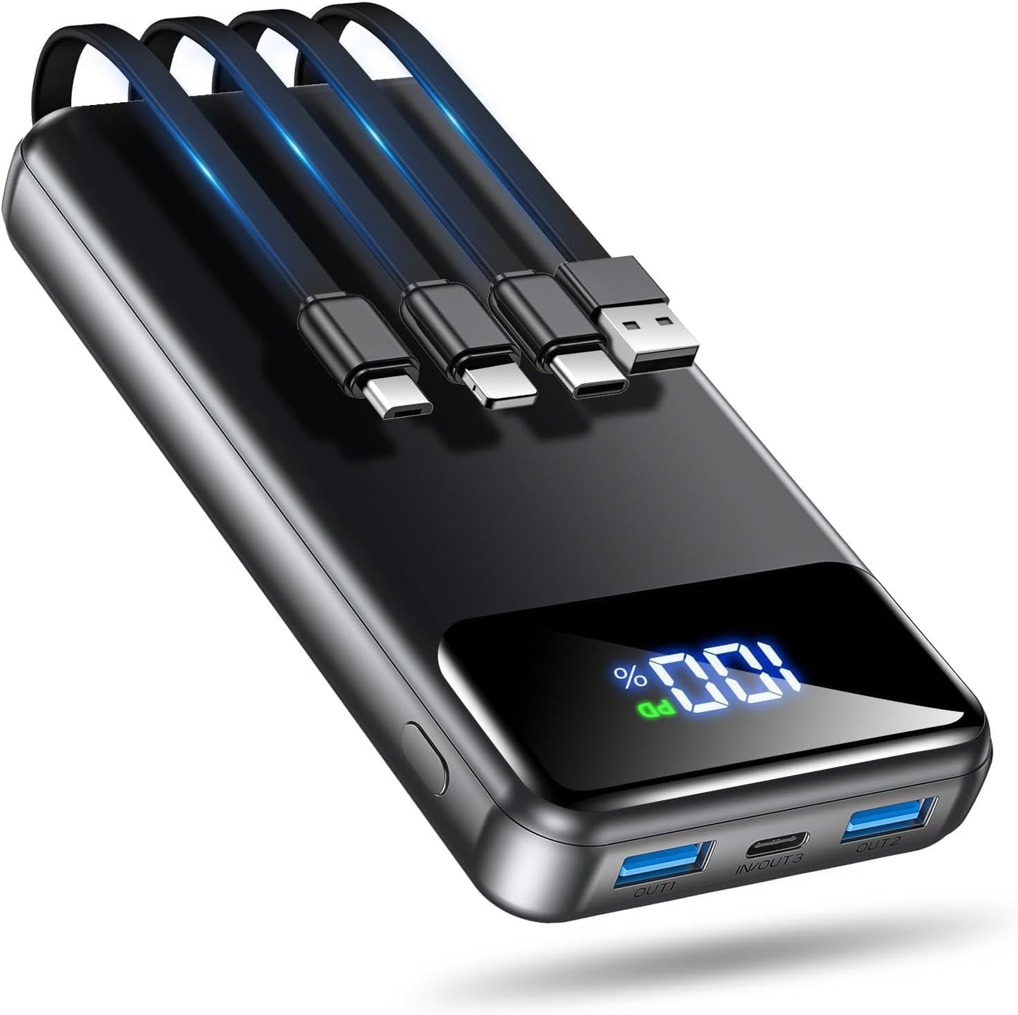 OHOVIV Portable Charger Power Bank 50000mAh,4 Built-in Cables Battery Pack | 22.5W Fast-Charge,55% in 30mins,10 Times for iPhone 15,Camping Travel Essential,Compatible with iPhone17/16/15,Samsung,Tablet