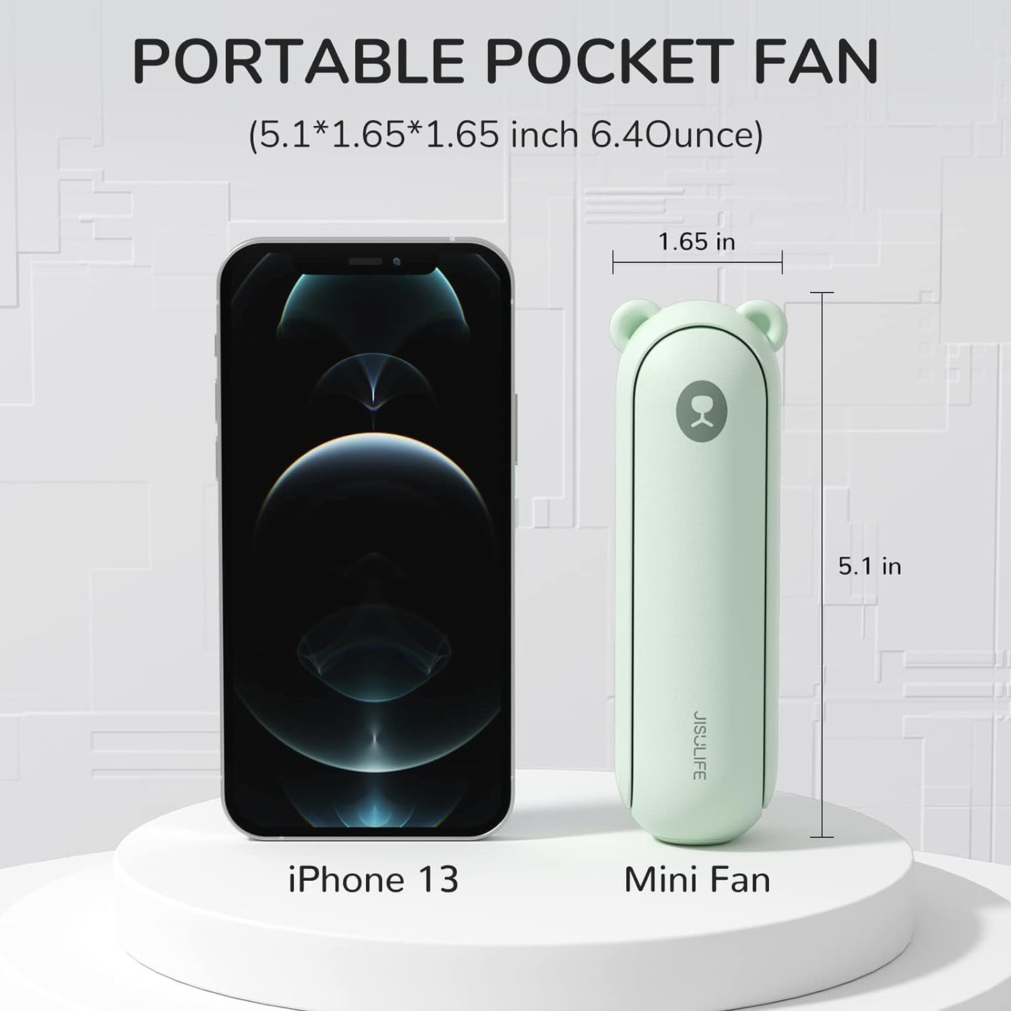 JISULIFE Handheld Fan 8 Plus: 40H Cooling & 4500mAh PowerBank & Flashlight | USB Rechargeable, Portable Pocket Size for Travel, Makeup, Concerts, Summer Gifts for Women(Green)