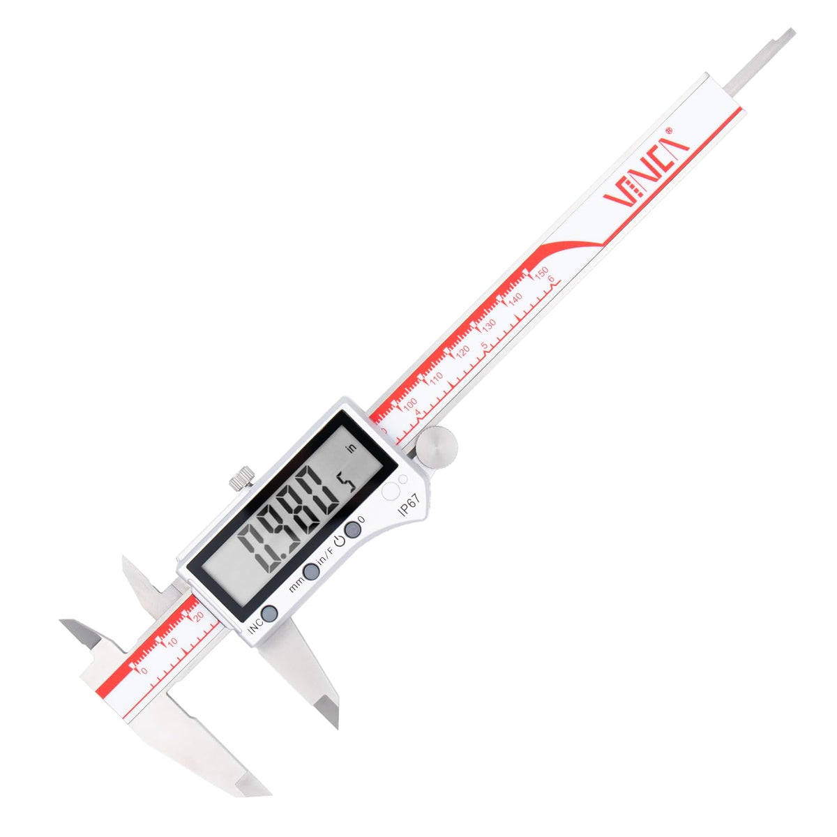 IP54 Grade Digital Caliper, DCLA-0605 6 Inch/150mm, Inch/Millimeter/Fraction Conversion, Stainless Steel, Large LCD Screen