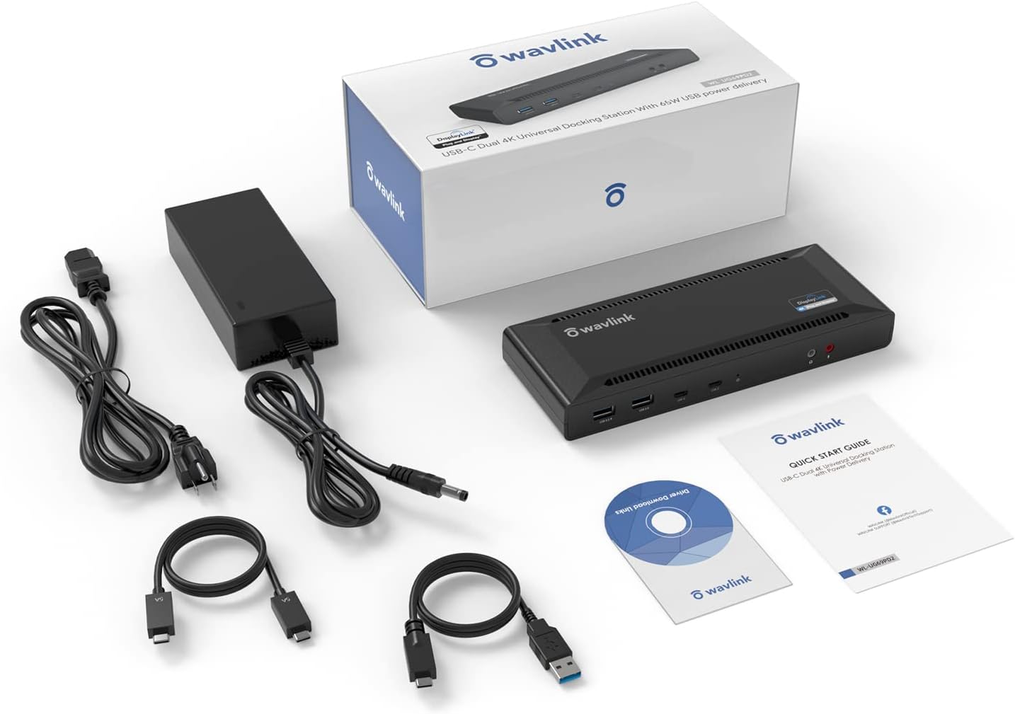 WAVLINK Universal USB C Laptop Docking Station Dual Monitors 5K/4K@60Hz with 65W Host Charging for Thunderbolt 4/3, USB-C Windows, Mac M1-M5/Macbook Neo, Chrome (2HDMI+2DP), 6USB 3.0, 1Gbps Ethernet