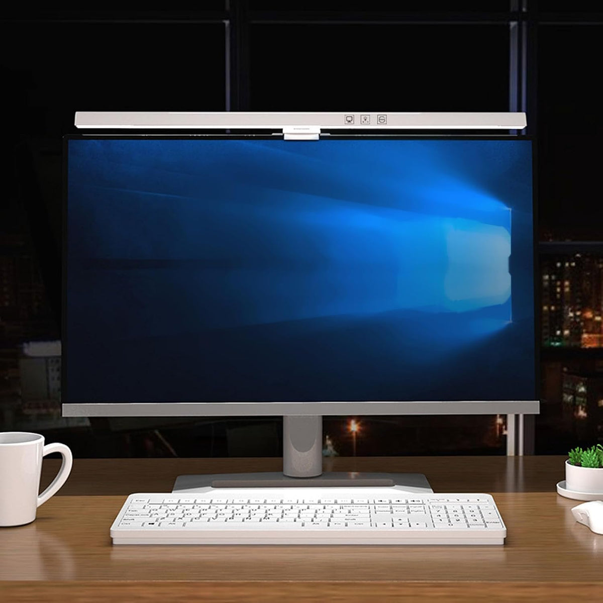 Pomya LED Computer Monitor Lamp, Computer Monitor Light Bar 3 Color Temperature ABS for Home (White)